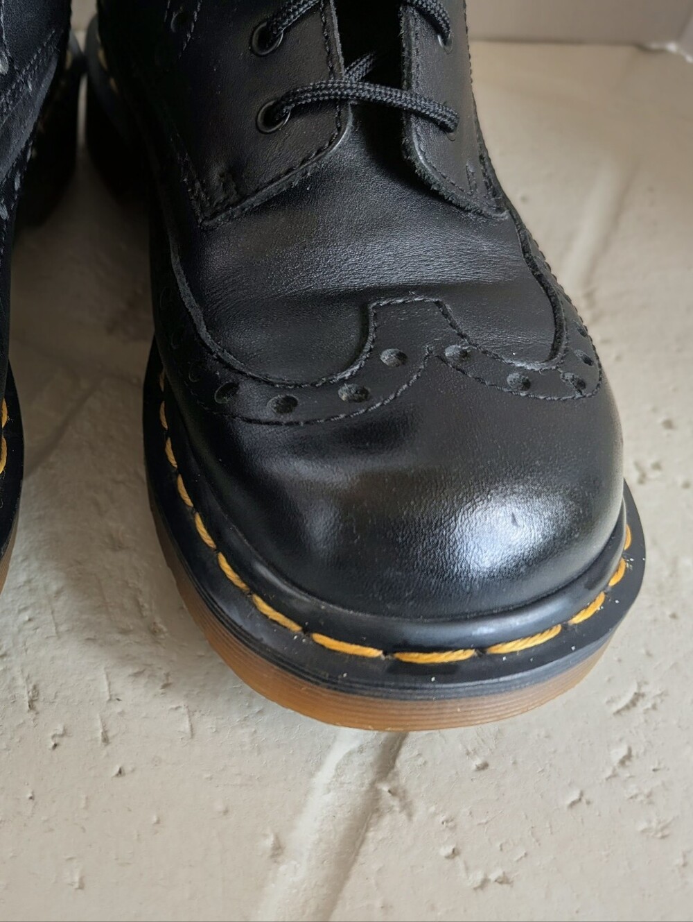 Vtg Dr. Martens 3A36 Wingtip Brogue 8-Eye Boots Sz 7 Made in England Rare Black - Picture 4 of 16